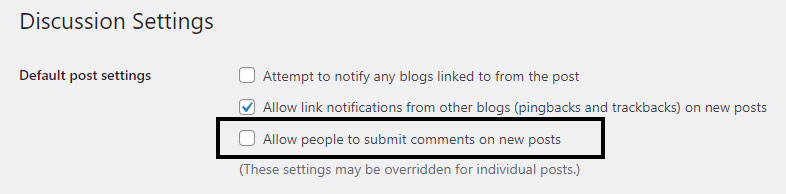 Disabling Comments WordPress